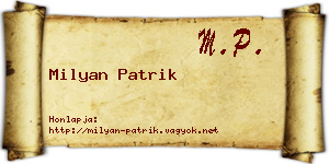 Milyan Patrik névjegykártya